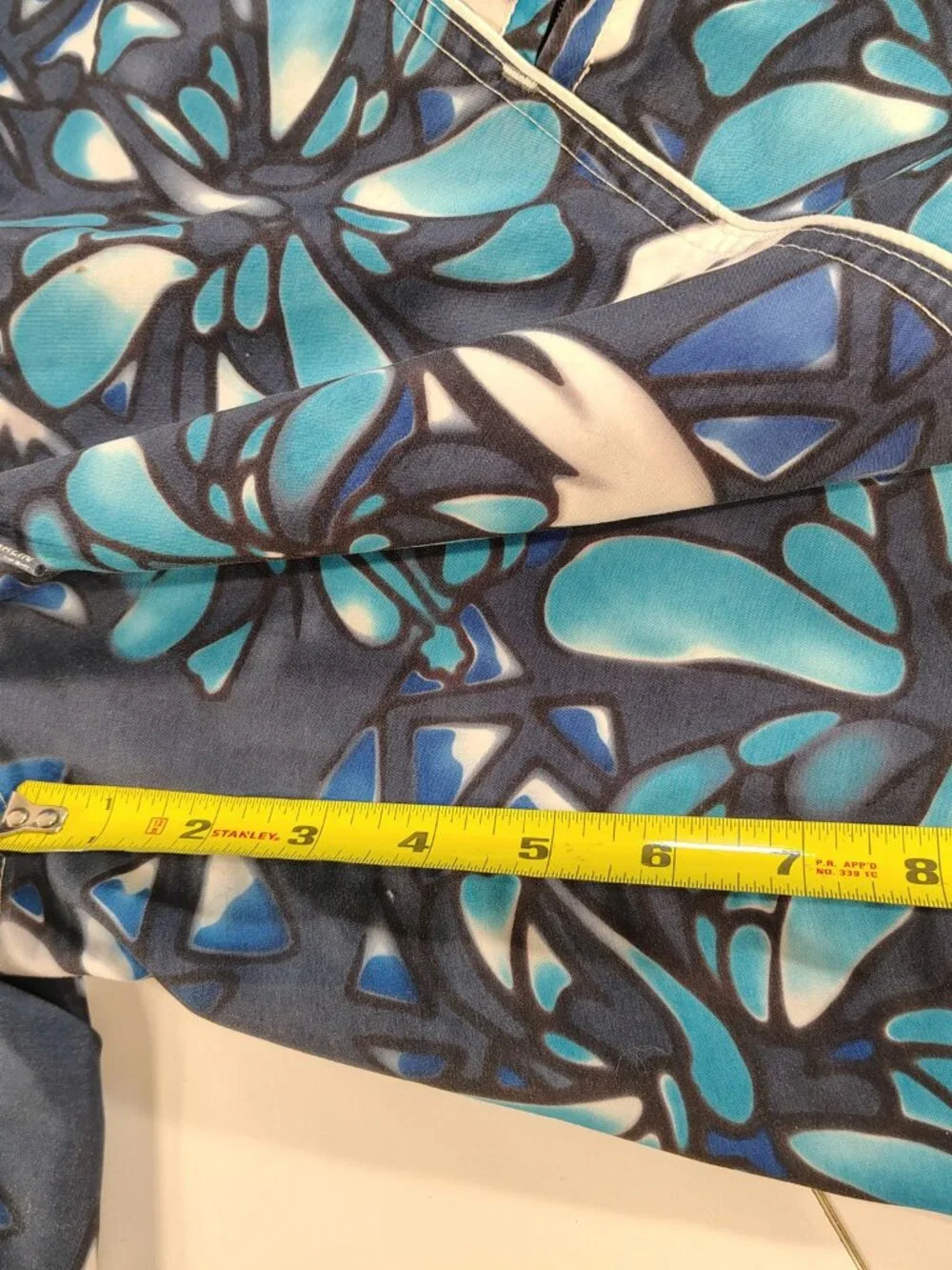 Men's Medium Blue Floral Themed Marlin Trading Company Drawstring Swimshorts